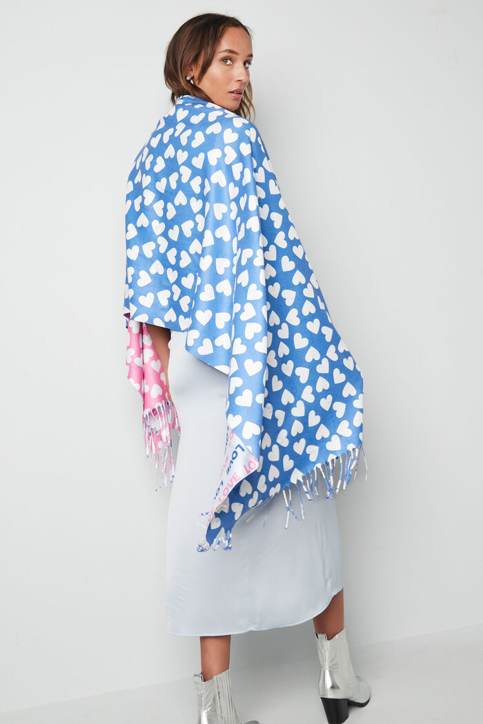 Sjaal met dubbele print - roze-blauw Afbeelding3